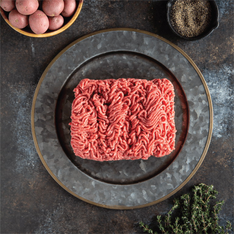 Crescent Foods Premium Halal Angus Lean Ground Beef on a plate