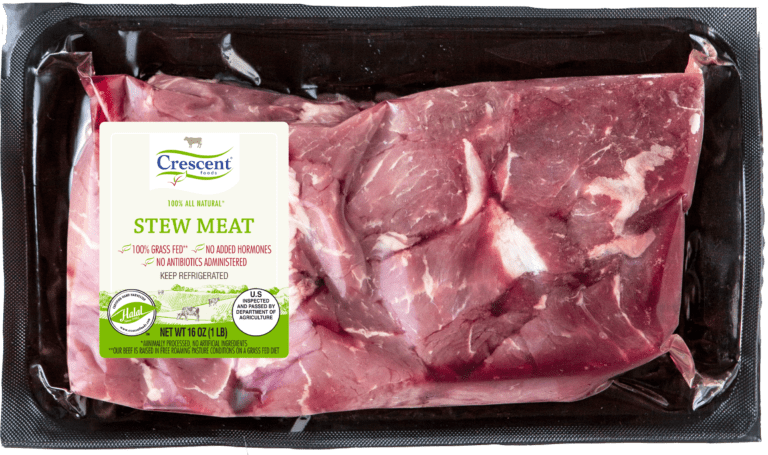 Crescent Foods Premium Halal Hand-Cut™ Angus Beef Stew in package