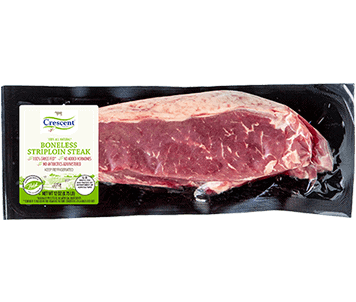 Crescent Foods Halal Hand-Cut Grass Fed Grass Finished Strip Loin Steak