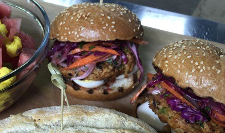 Grilled Chipotle Pepper & Mesquite BBQ Chicken Burgers